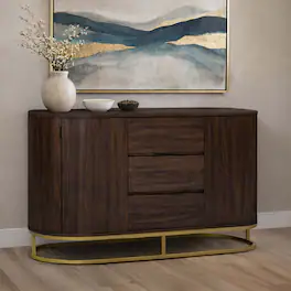 Teamson Home - Seneca Sideboard with 3 Drawers and 2 Doors, Walnut - Natural