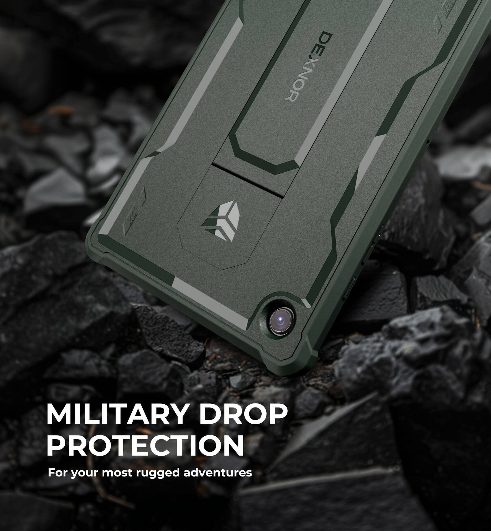 DEXNOR in MILITARY DROP PROTECTION  
For your most rugged adventures