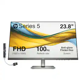 HP - 24" FHD IPS Monitor, Anti Glare, Flicker Free, VESA Mount (100 x 100mm), VGA, HDMI & DKZ Hub, Color - Black/Gray