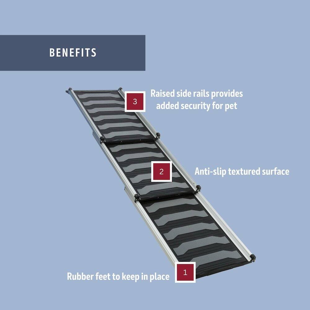 BENEFITS

1. Rubber feet to keep in place
2. Anti-slip textured surface
3. Raised side rails provide added security for pets