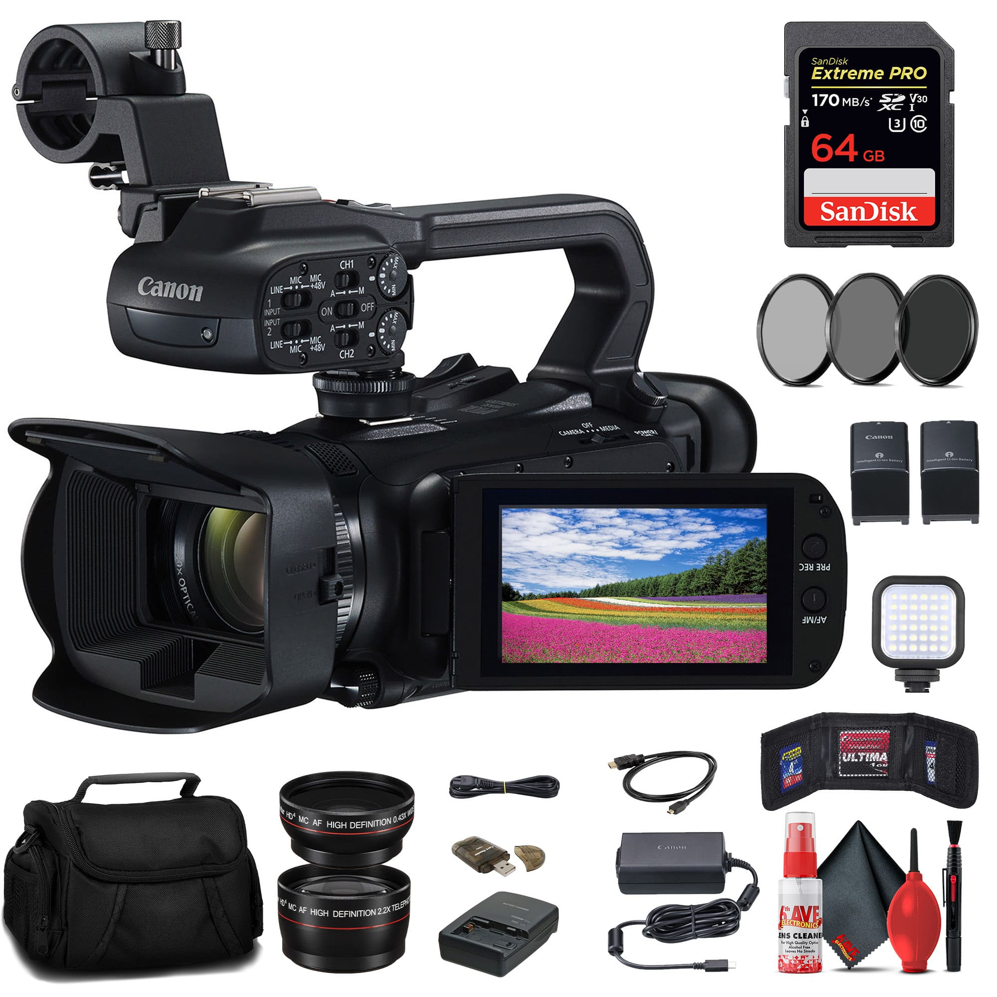 Canon - XA65 Professional UHD 4K Camcorder + 64GB Memory Card + BP828 Battery Starter Bundle