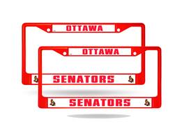 Rico Industries - Ottawa Senators Red Painted Chrome Metal License Plate Frame - Set of 2 Frames - Multi