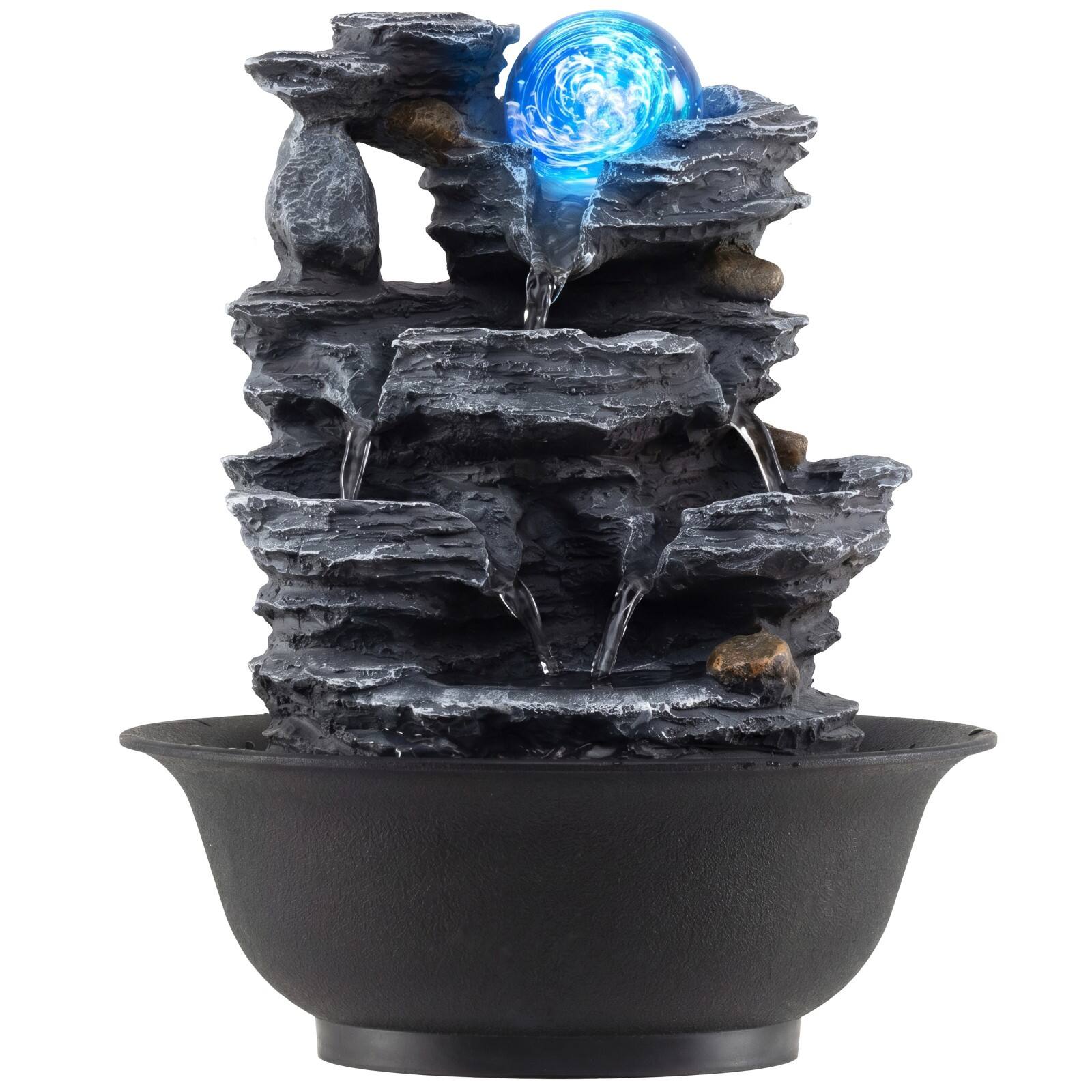Alt View 1. Costway - Costway Tabletop Water Fountain with Rolling Crystal Ball, Color-Changing LED Light, Pump - Black.