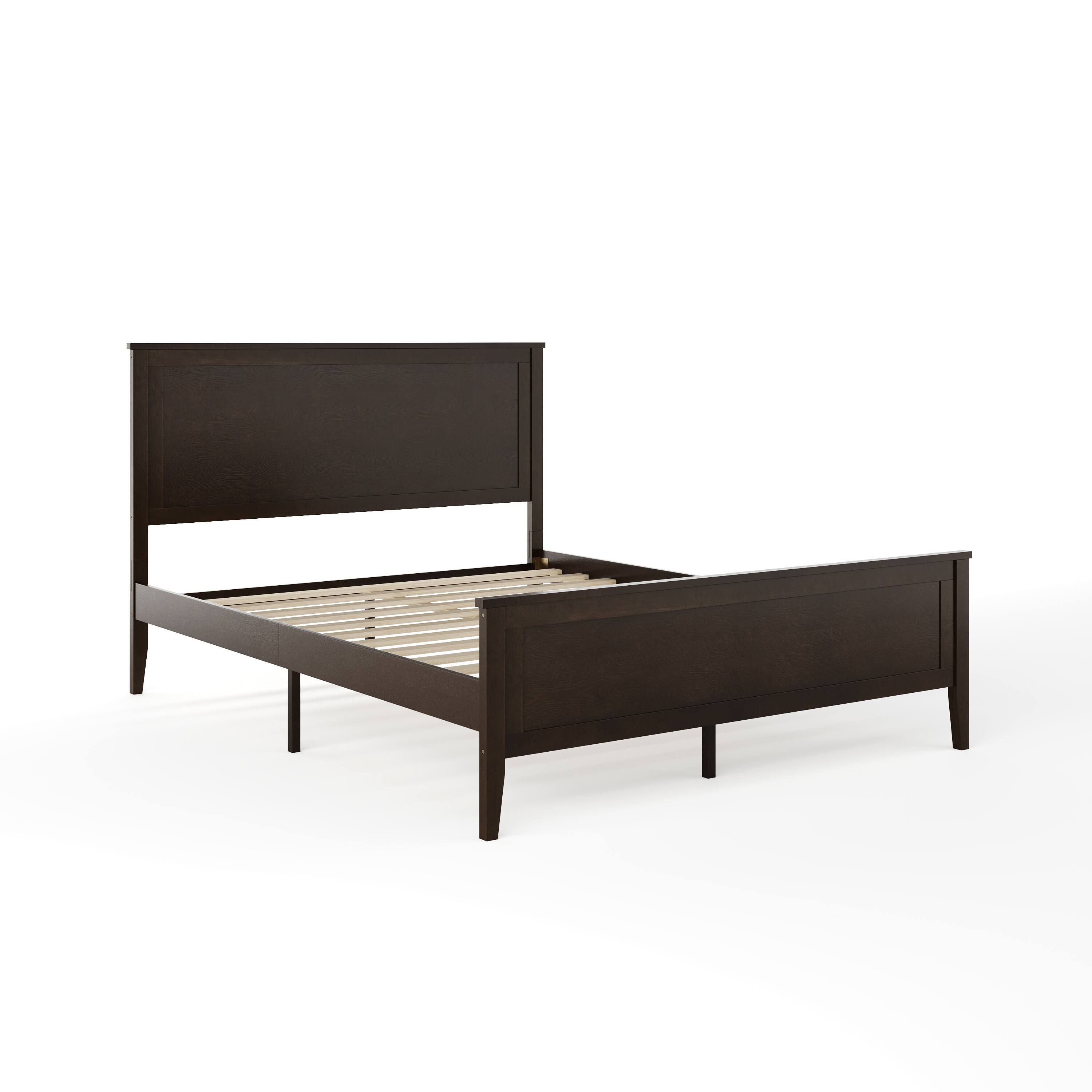 Alt View 11. Martha Stewart - Corbin Wooden Queen Size Platform Bed with Headboard and Footboard - Dark Brown.