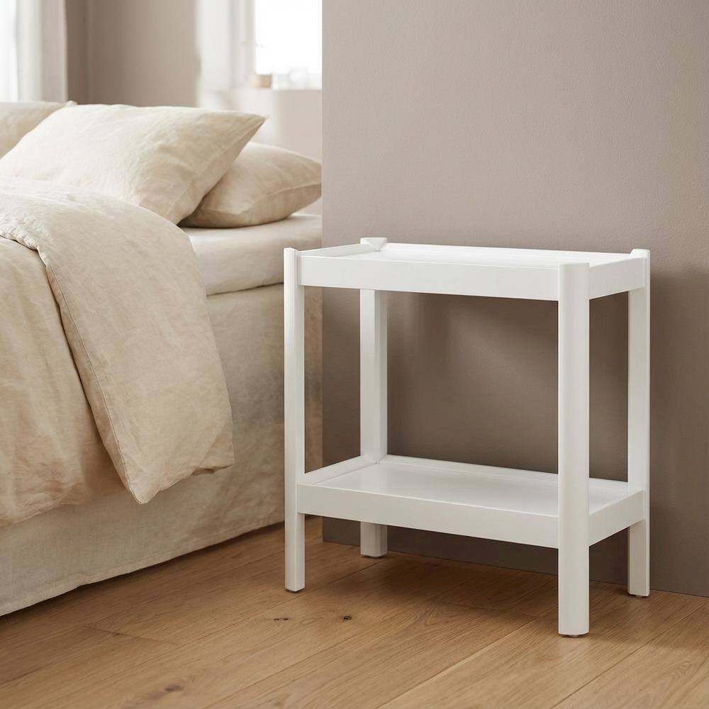 Left. FurniFact - White Nightstand, Modern, Transitional Styles, Sleek Design, for Bedroom - White.