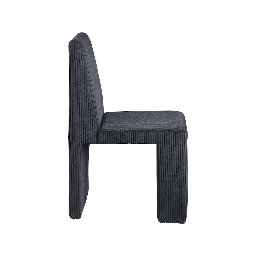 Alt View 2. Meridian Furniture - Benson Black Microsuede Corduroy Fabric Dining Chair, Set of 2 - Black.