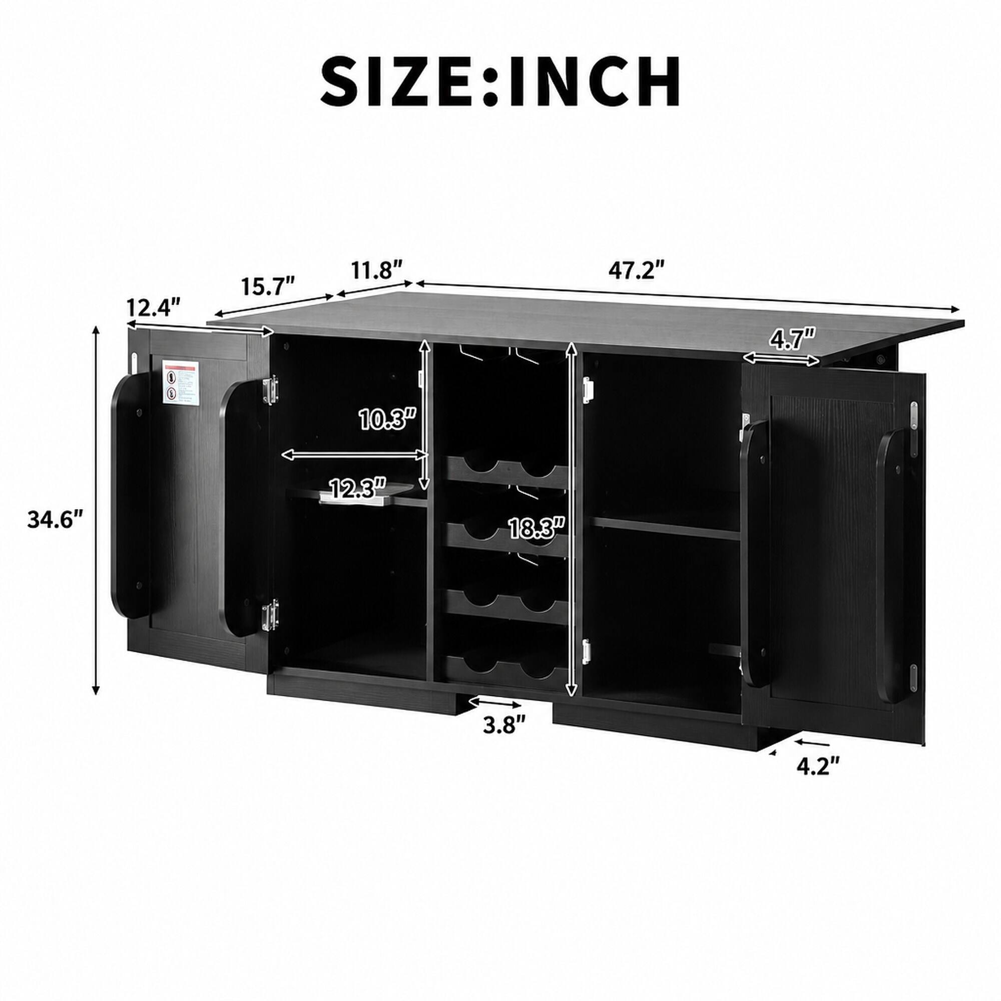 SIZE: INCH

12.4"
15.7"
11.8"
47.2"
4.7"
10.3"
34.6"
12.3"
18.3"
3.8"
4.2"