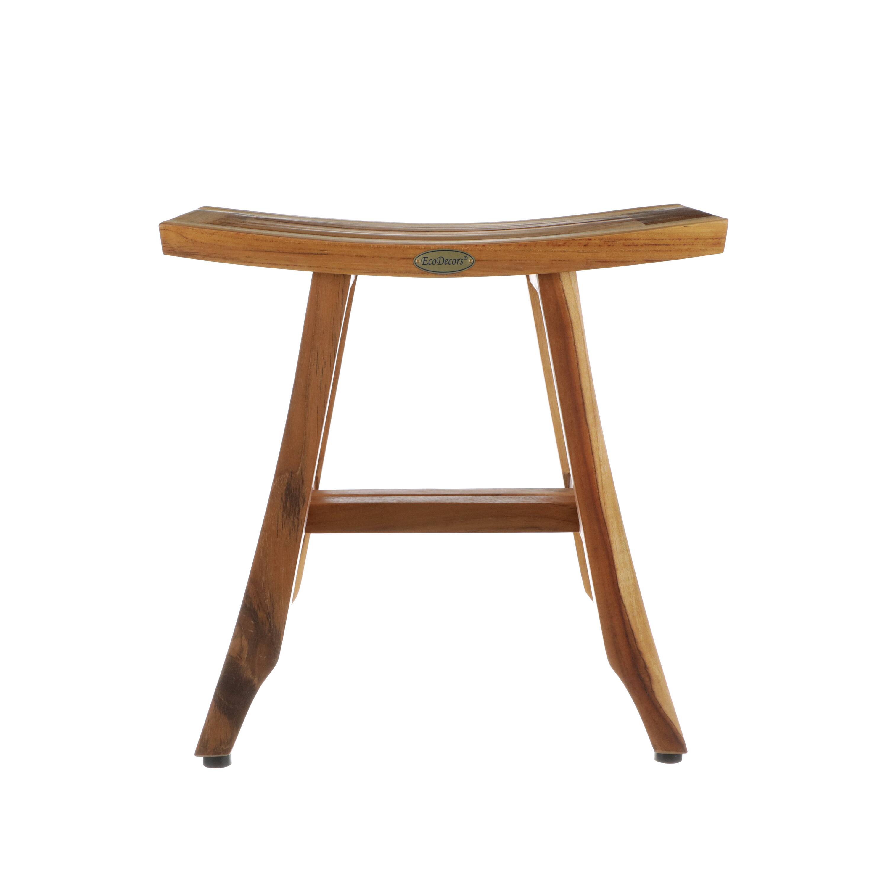 Front. EcoDecors - EcoDecors 18 Inch Satori Natural Teak Waterproof Teak Wood Shower Bench - EarthyTeak.