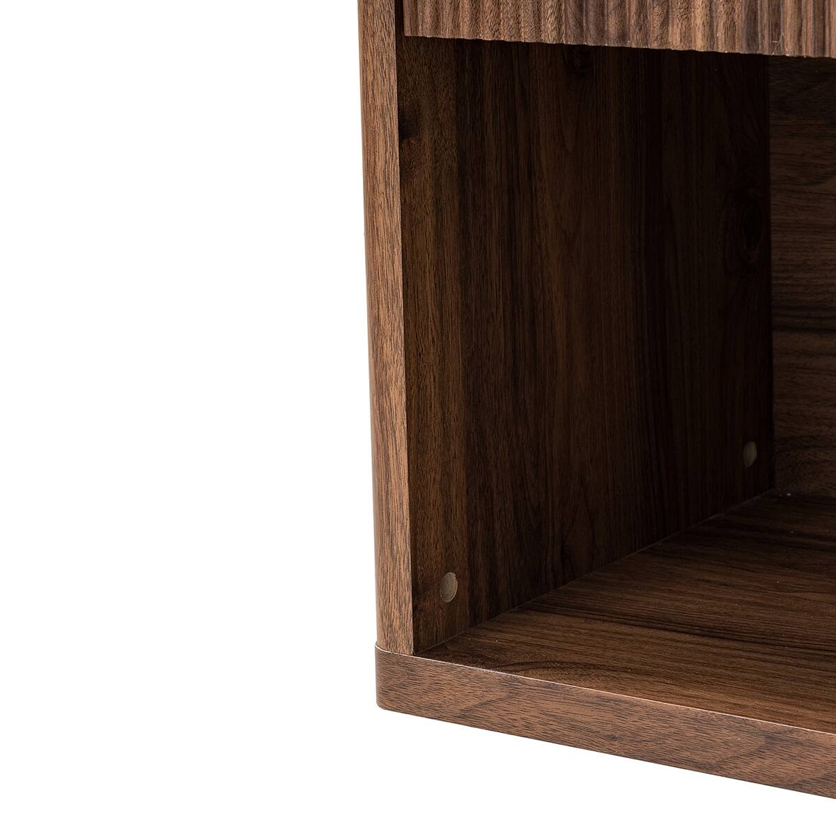 Alt View 2. Loheer - Loheer Wide Walnut Nightstand with Drawer and Open Compartment - Walnut.