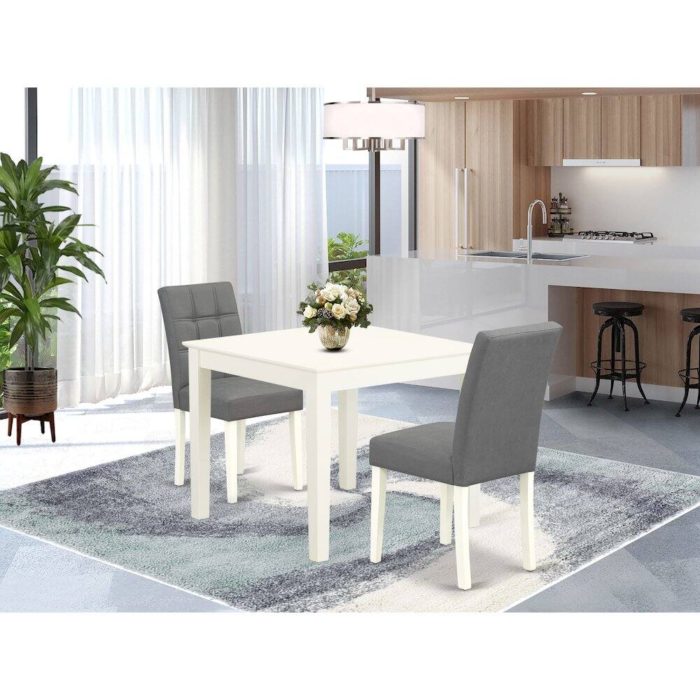 Alt View 7. East West Furniture - 3 Piece Dinner Table Set consists A Dining Kitchen Table - White.