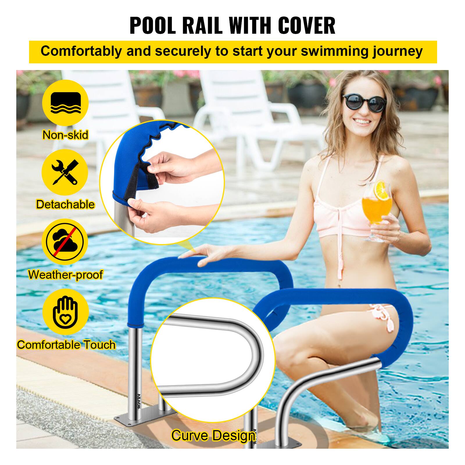 POOL RAIL WITH COVER

Comfortably and securely to start your swimming journey

- Non-skid
- Detachable
- Weather-proof
- Comfortable Touch
- Curve Design