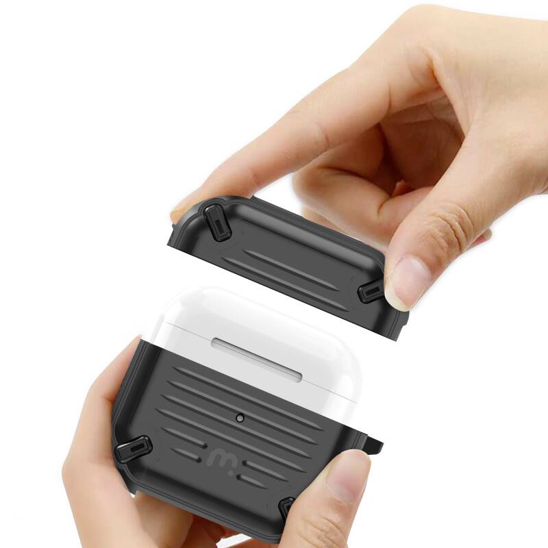 Alt View 3. Mybat Pro - MyBat Pro Armor Series Case for Apple AirPods 3 with Wireless Charging Case - Black / Black - Black.