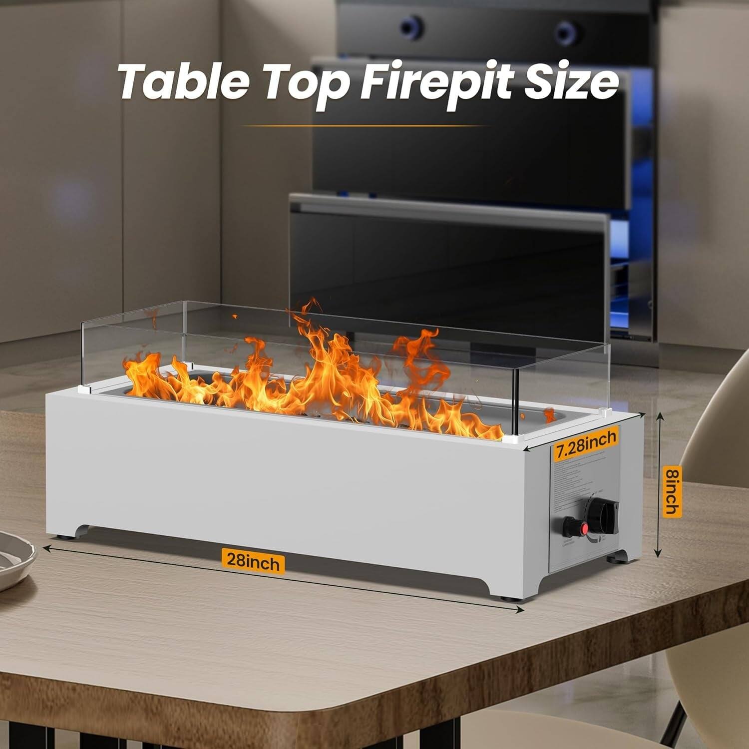 Table Top Firepit Size

- 28 inch
- 8 inch
- 7.28 inch