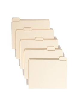 Smead - File Folder, Reinforced 1/5-Cut Tab, Letter Size, 100/Box - Manila/Green