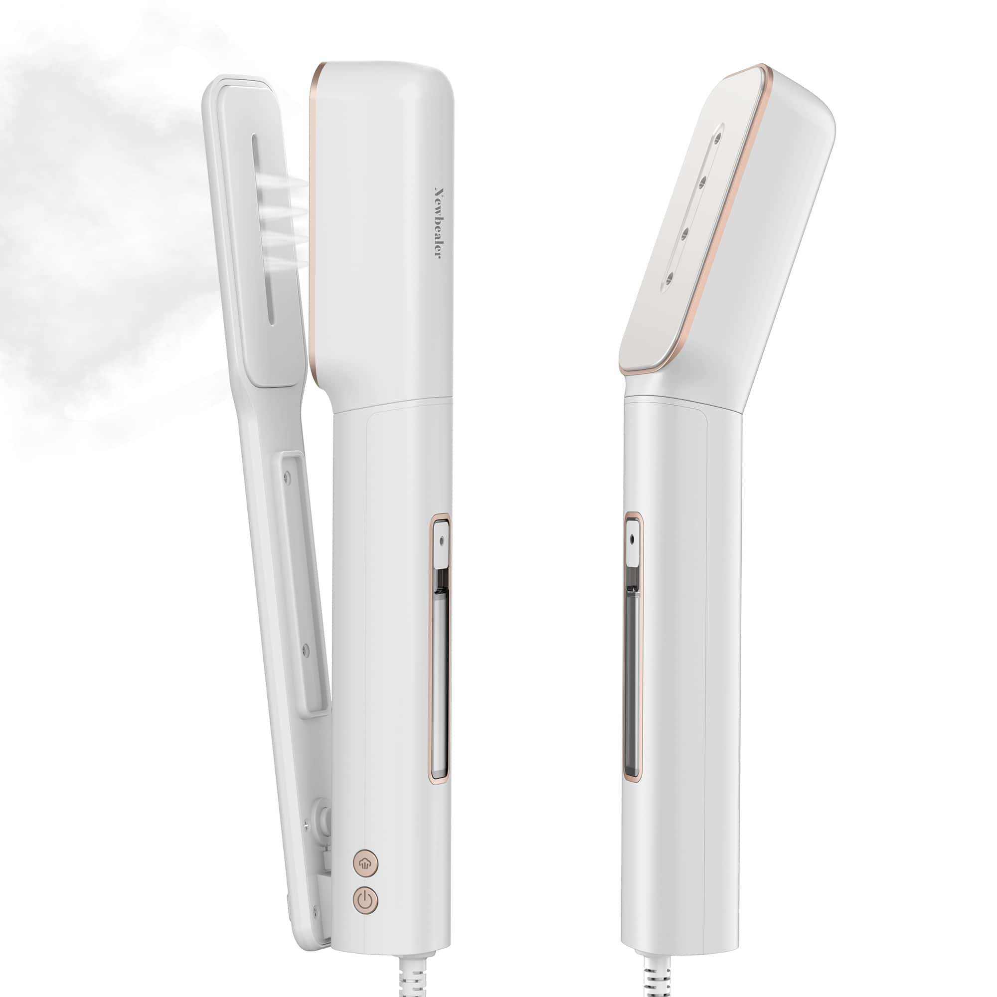 Newbealer - 3-in-1 Travel Steam Iron & Steamer, Global Voltage, Dry & 2 Steam Modes, 180° Roating Head, Auto-Off, Self-Cleaning - Gold