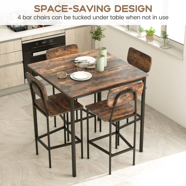 SPACE-SAVING DESIGN  
4 bar chairs can be tucked under table when not in use