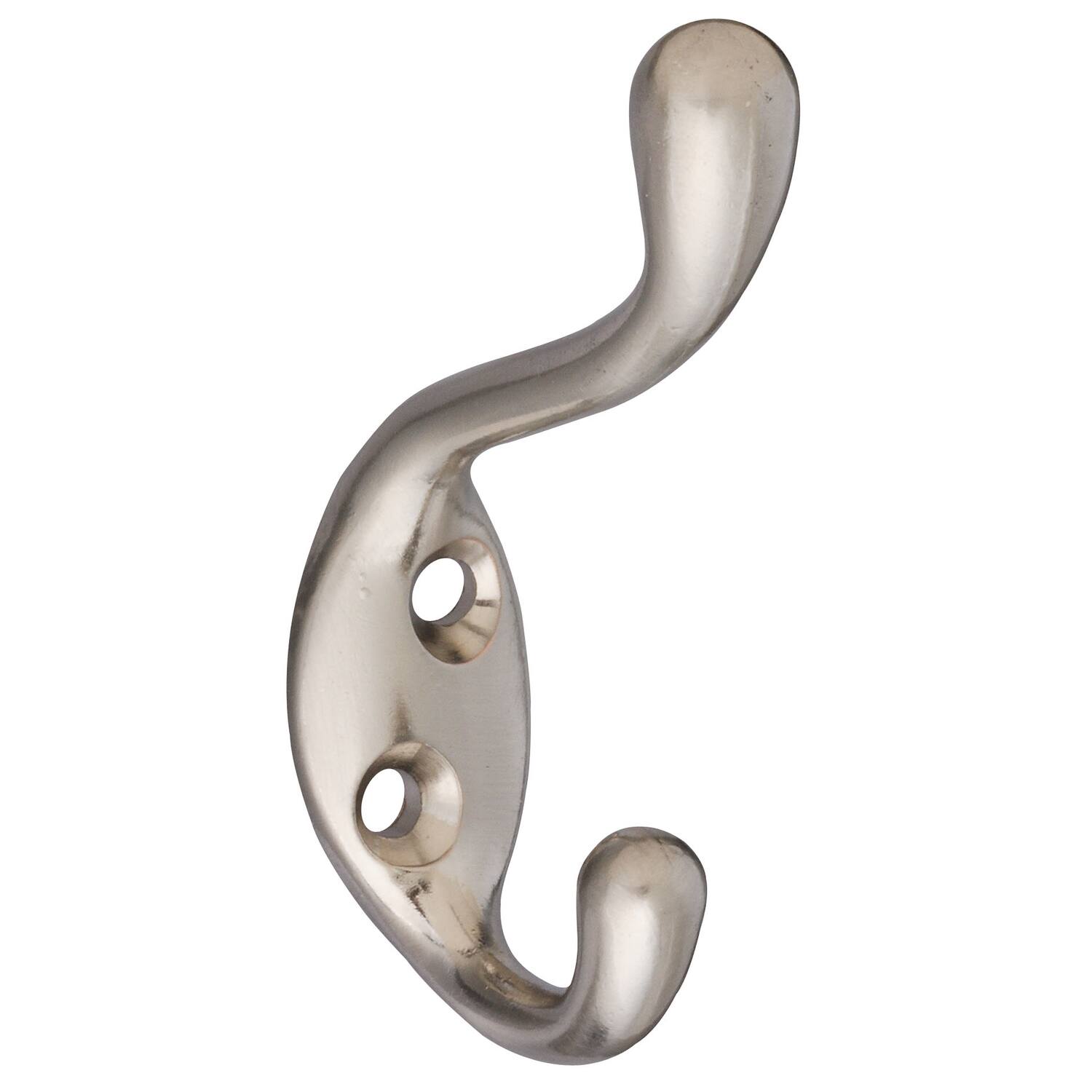 Front. National - National Hardware 3.3 in. L Satin Nickel Silver Zinc Coat/Hat Hook 75 lb. cap. 1 pk - Silver.