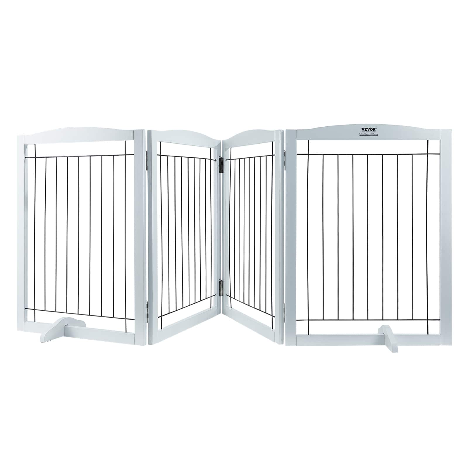 Front. VEVOR - Free Standing Dog Gate, 32" Hx96.5" W Freestanding Pet Gate, 4 Panels Foldable Dog Gate for Wide and Narrow Passageways.