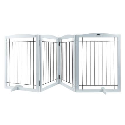Front. VEVOR - Free Standing Dog Gate, 32" Hx96.5" W Freestanding Pet Gate, 4 Panels Foldable Dog Gate for Wide and Narrow Passageways.