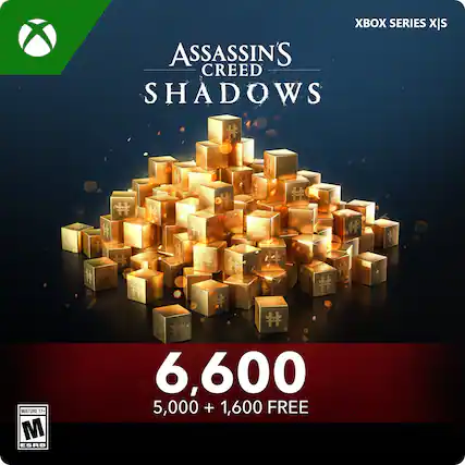 Assassin's Creed Shadows is a mature game with a rating of 12+. It is available for the Xbox Series X and comes with a free gift of 1,600 Microsoft points. The game costs 6,600 Microsoft points.