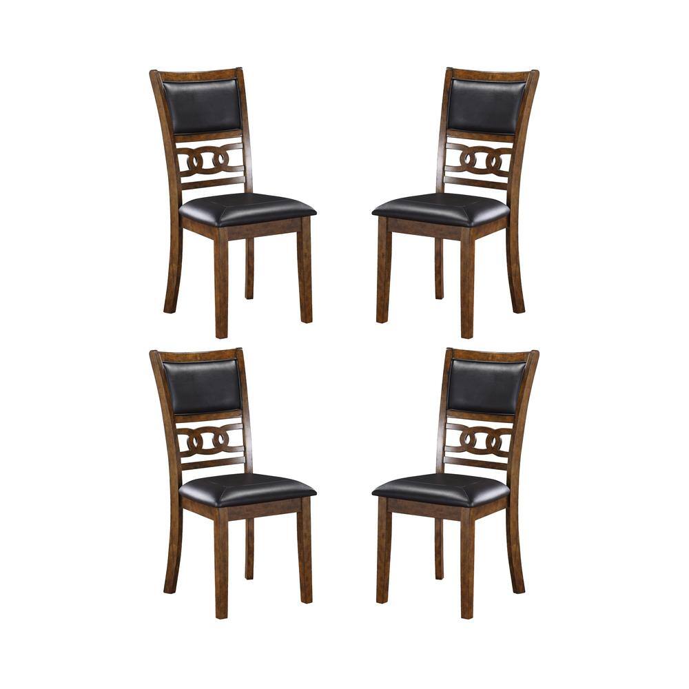 Front. New Classic Furniture - Gia Brown Wood Dining Chair with PU Seat (Set of 4) - Brown.