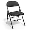 Front. Staples - Staples Luxura Faux Leather Folding Chair, Black, 4/Pack (51504) - Black.