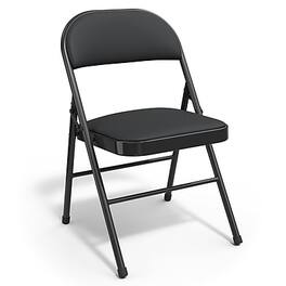 Staples - Luxura Faux Leather Folding Chair, 4/Pack (51504) - Black