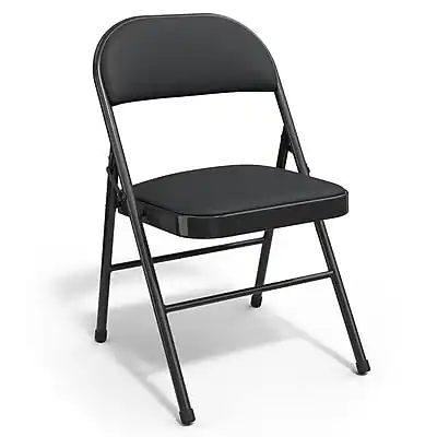 Front. Staples - Staples Luxura Faux Leather Folding Chair, Black, 4/Pack (51504) - Black.