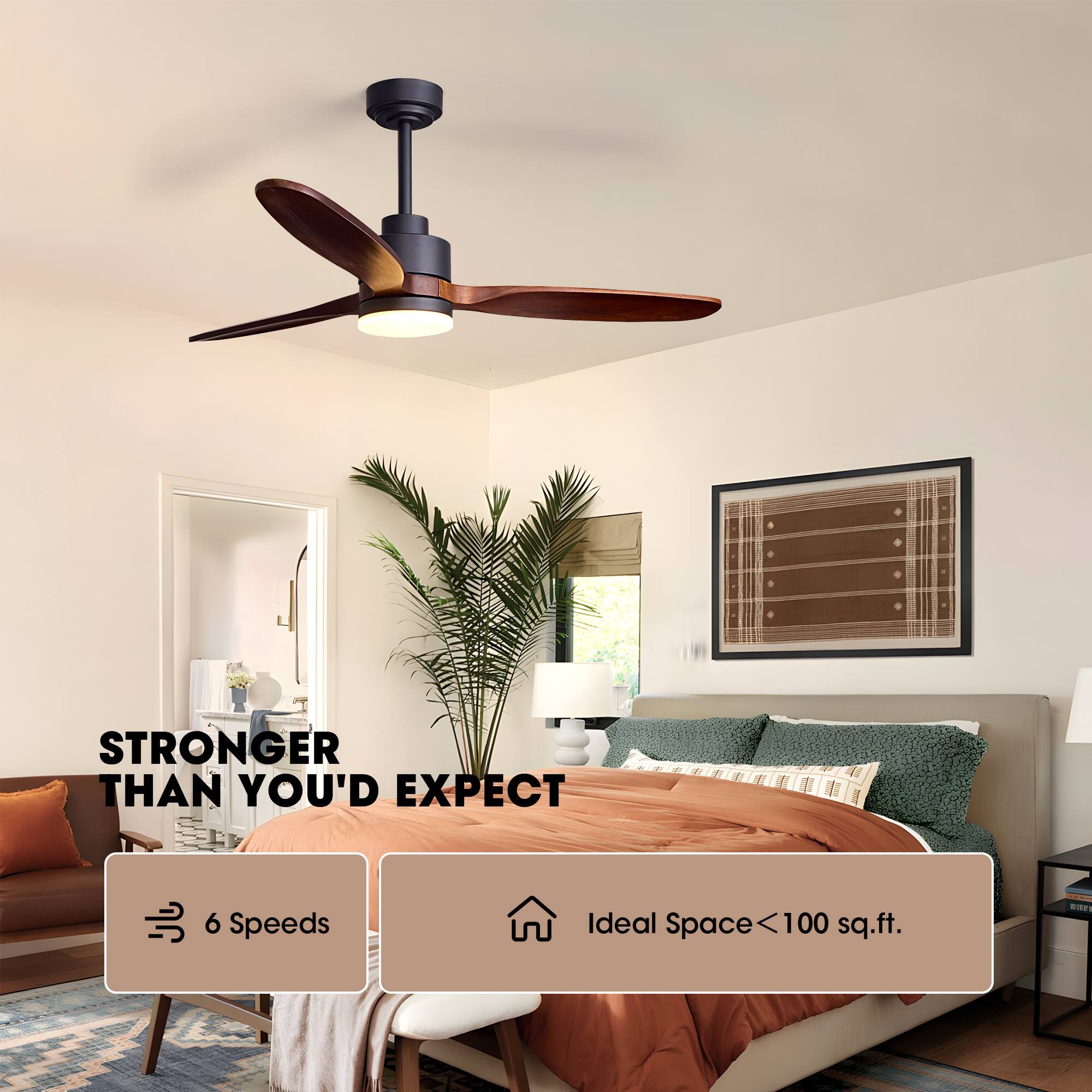 STRONGER THAN YOU'D EXPECT  
6 Speeds  
Ideal Space <100 sq.ft.