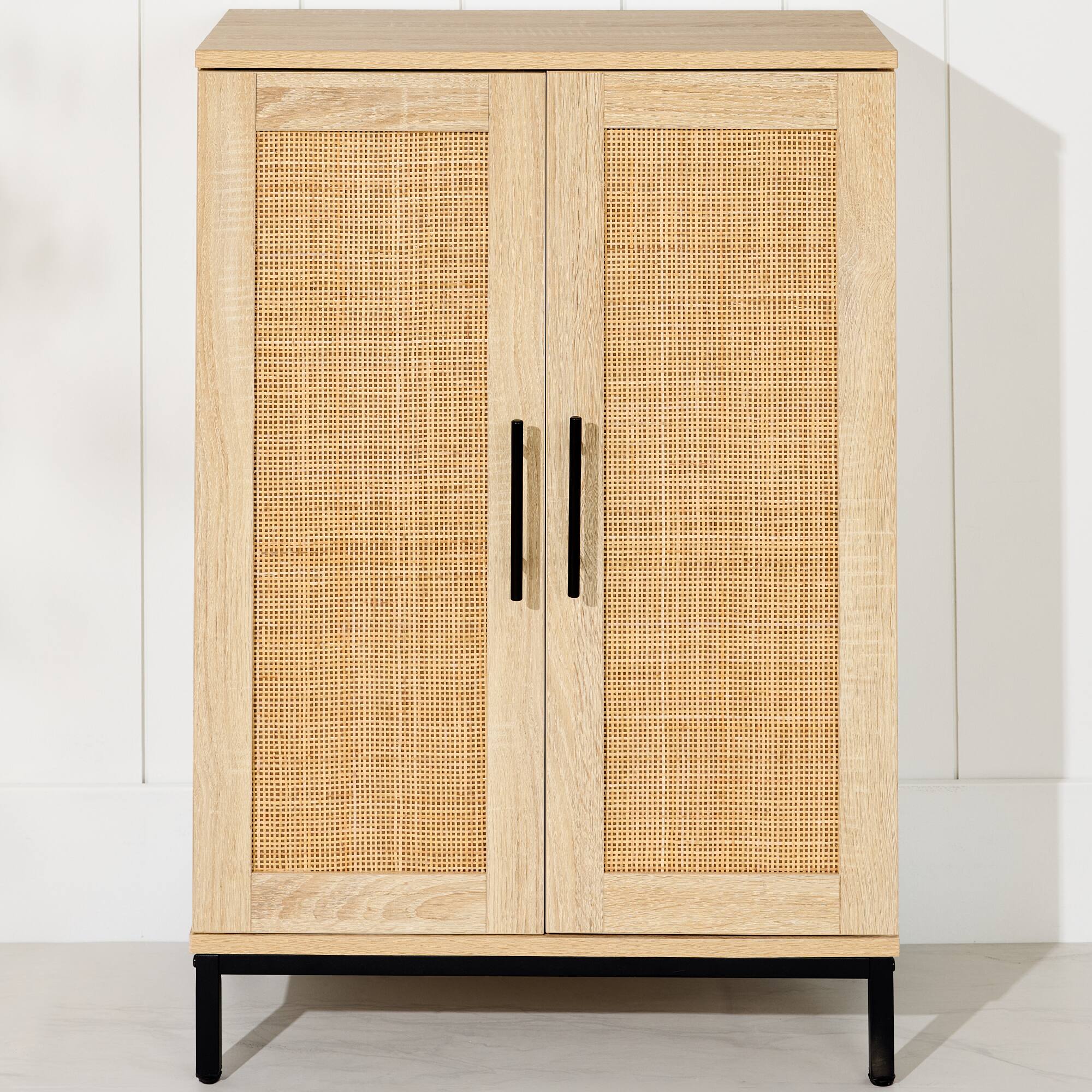 Front. Best Choice Products - Best Choice Products 2-Door Natural Rattan 34 x 24in Storage Cabinet for Bathroom, Living, Dining w/ Adjustable Shelves - Natural.