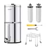 Front. VEVOR - Gravity-fed Water Filter System, 2.25G 304 Stainless-Steel Countertop Water Filtration System - Silver.