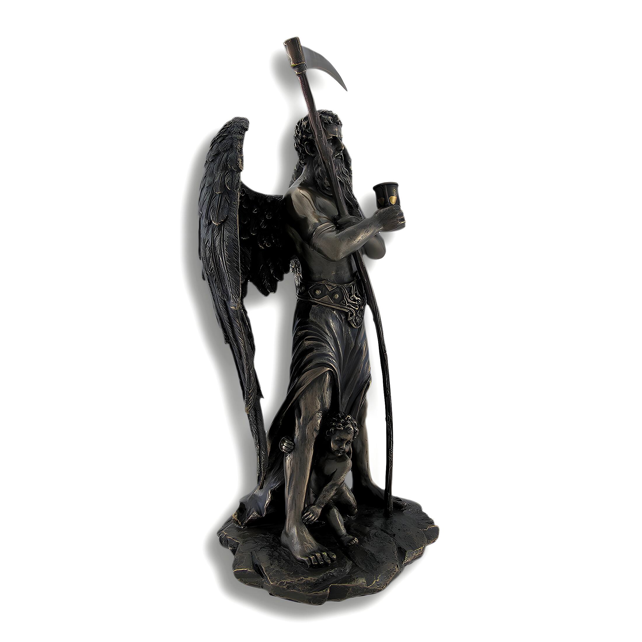 Alt View 1. Veronese Design - Father Time Chronos Standing with Child Playing at His Feet - Brown.