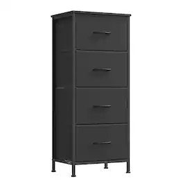 Songmics Home - Dresser for Bedroom, Chest of Drawers, Storage Organizer Unit, Closet, Entryway, Steel, 4 Drawers, Modern - Ink Black and Ebony Black