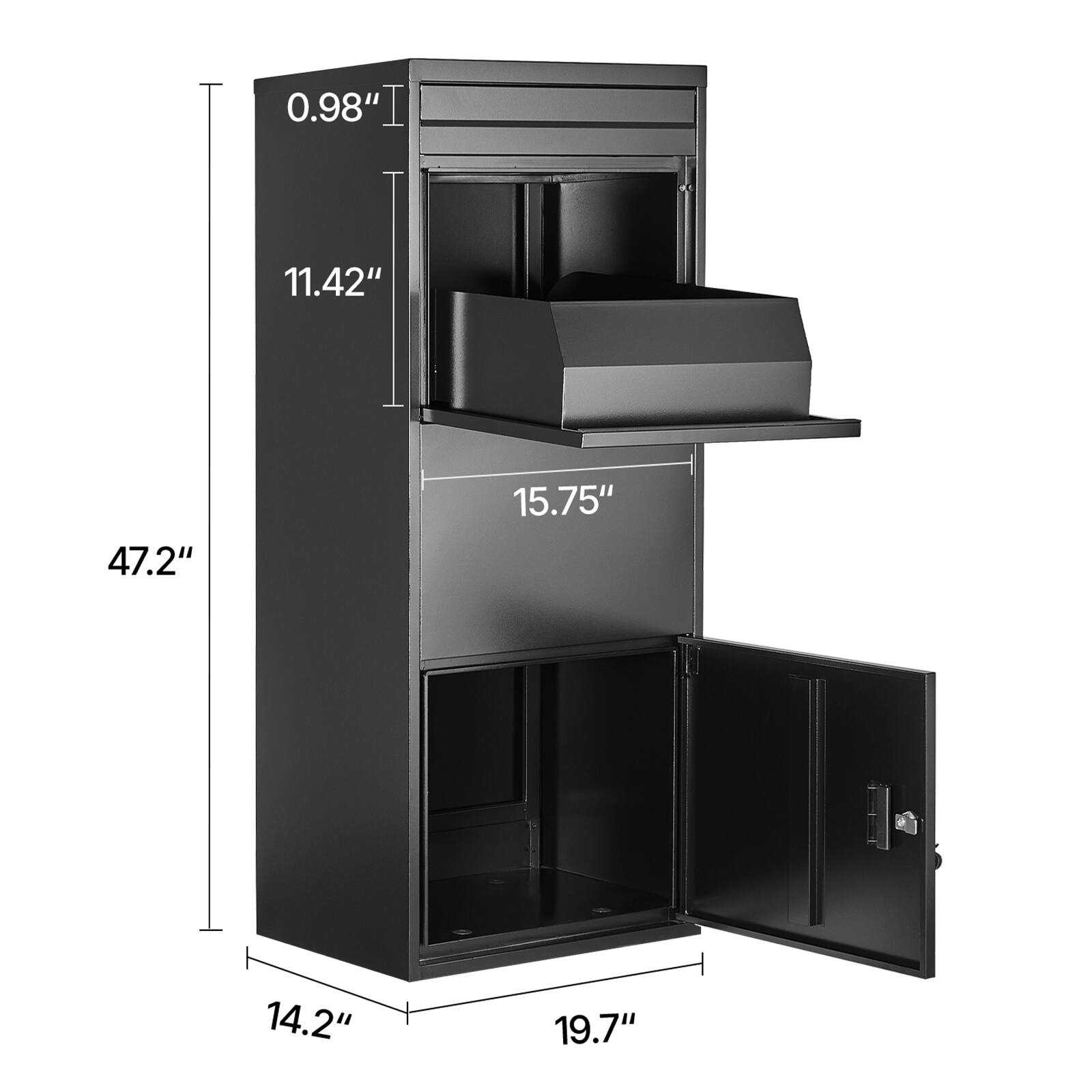 VEVOR Package Delivery Boxes for Outside, 47.2 in Mailbox for