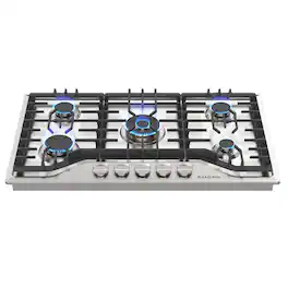 GASLAND - 36 inches Gas Cooktop in Stainless Steel with 5 Burner and Thermocouple Protection - Stainless Steel