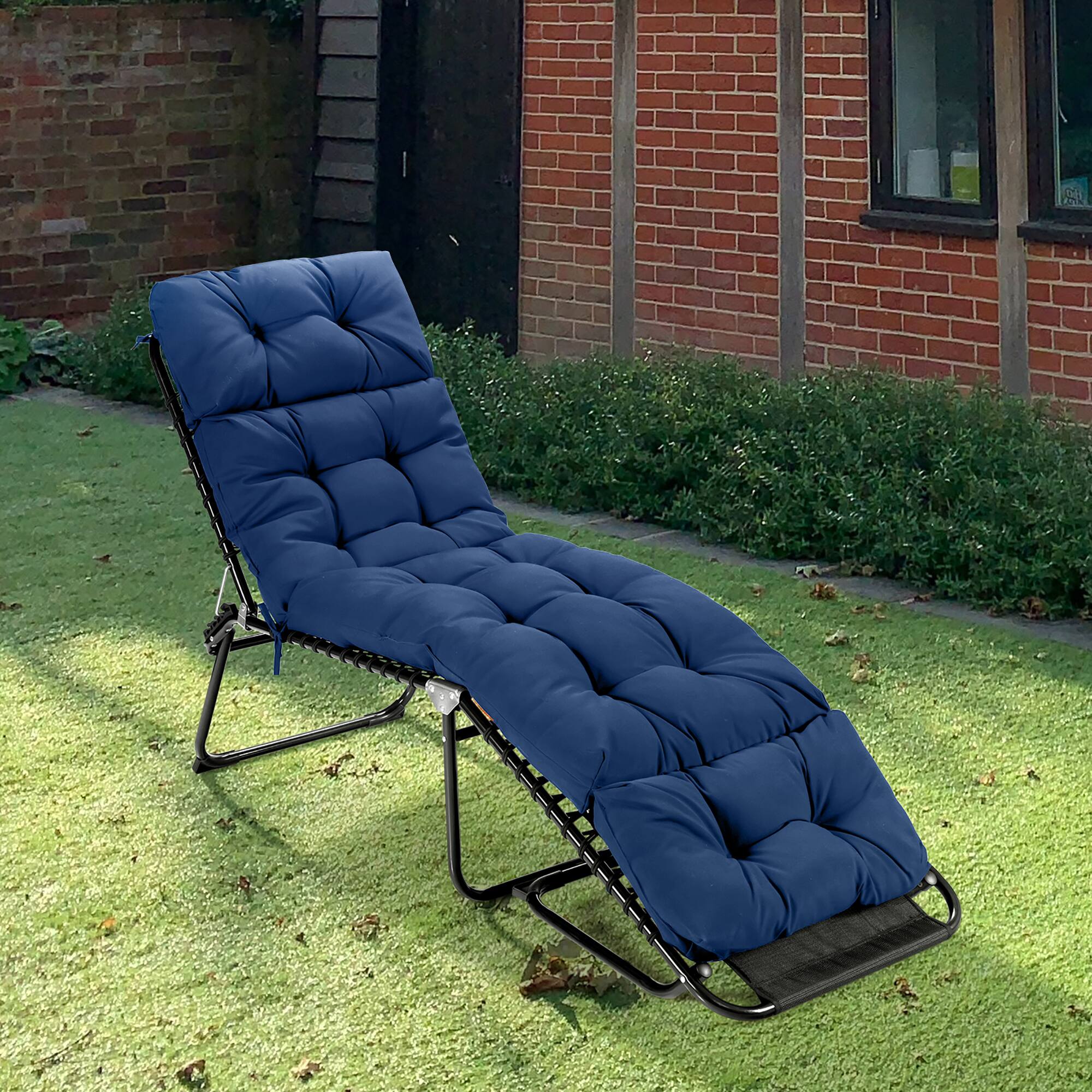 Alt View 1. Costway - Costway 73" Lounge Chaise Cushion Padded Recliner Cushion Indoor Outdoor - Navy.
