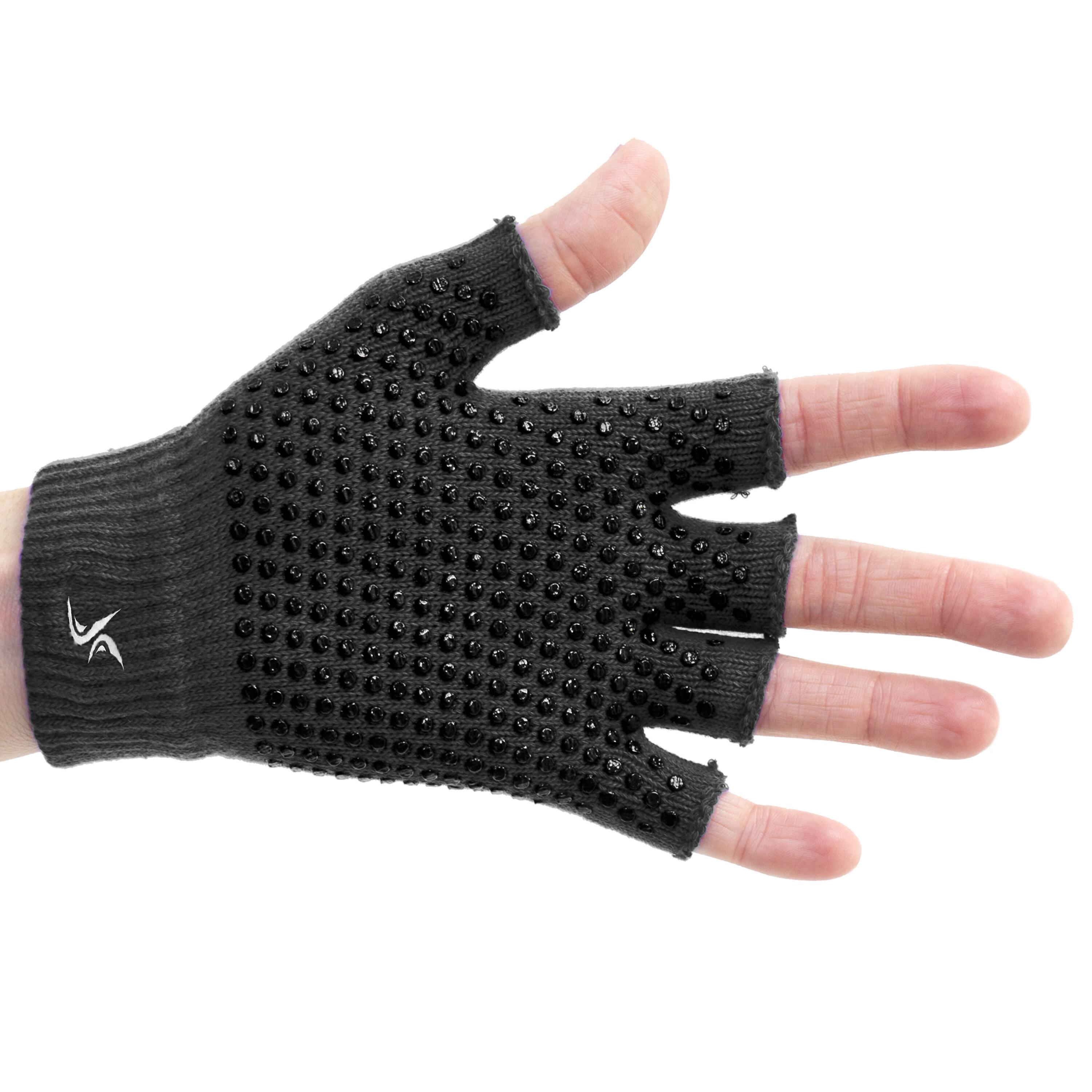 Left. ProsourceFit - ProsourceFit Grippy Yoga Gloves, Pack of 3 - Black.