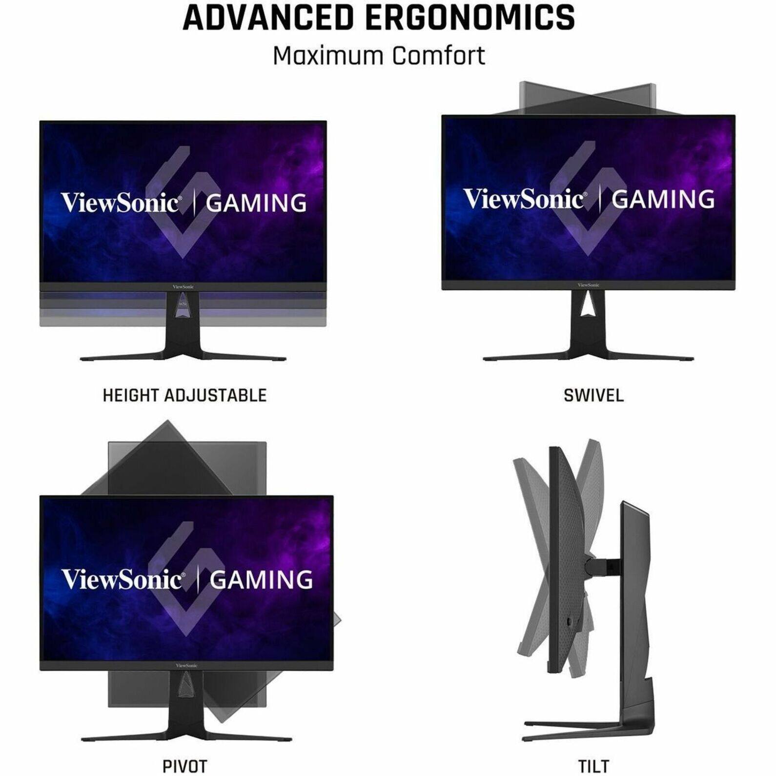Advanced Ergonomics Maximum Comfort ViewSonic GAMING Height Adjustable Swivel ViewSonic GAMING Pivot Tilt