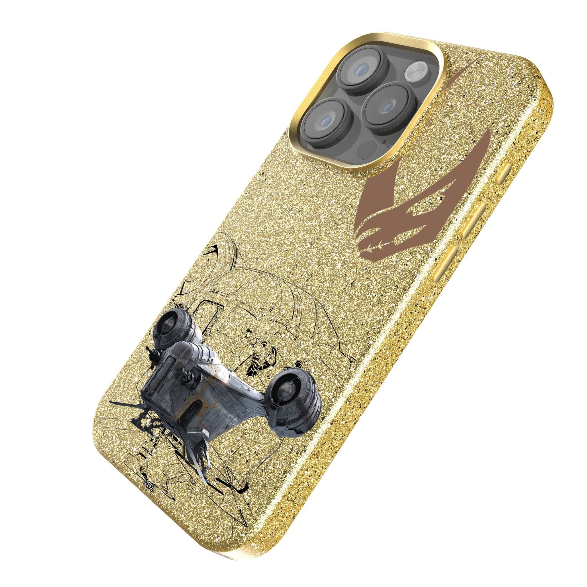 Angle. Keyscaper - Star Wars: A New Hope FactionTech Gold Bling Phone Case - Apple iPhone 16 - Razor Crest.