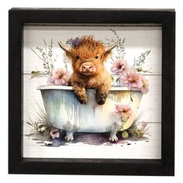 BreeBe - Baby Tubby Highland w/Pink Flowers Shadowbox Frame - Multicolor