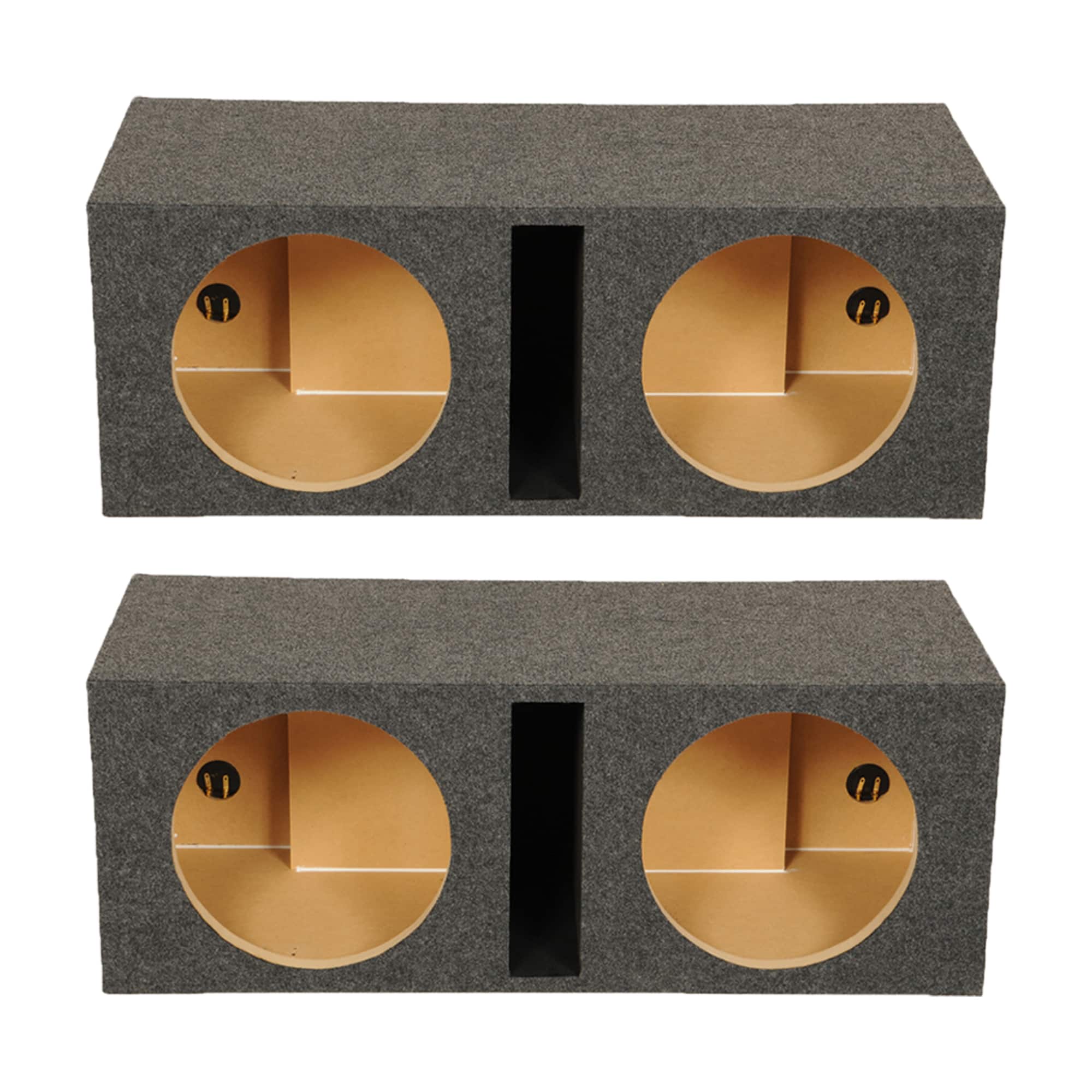 QPower - QBASS Dual 12 Inch Car Audio Subwoofer Enclosure Box, Charcoal (2 Pack) - Charcoal Black