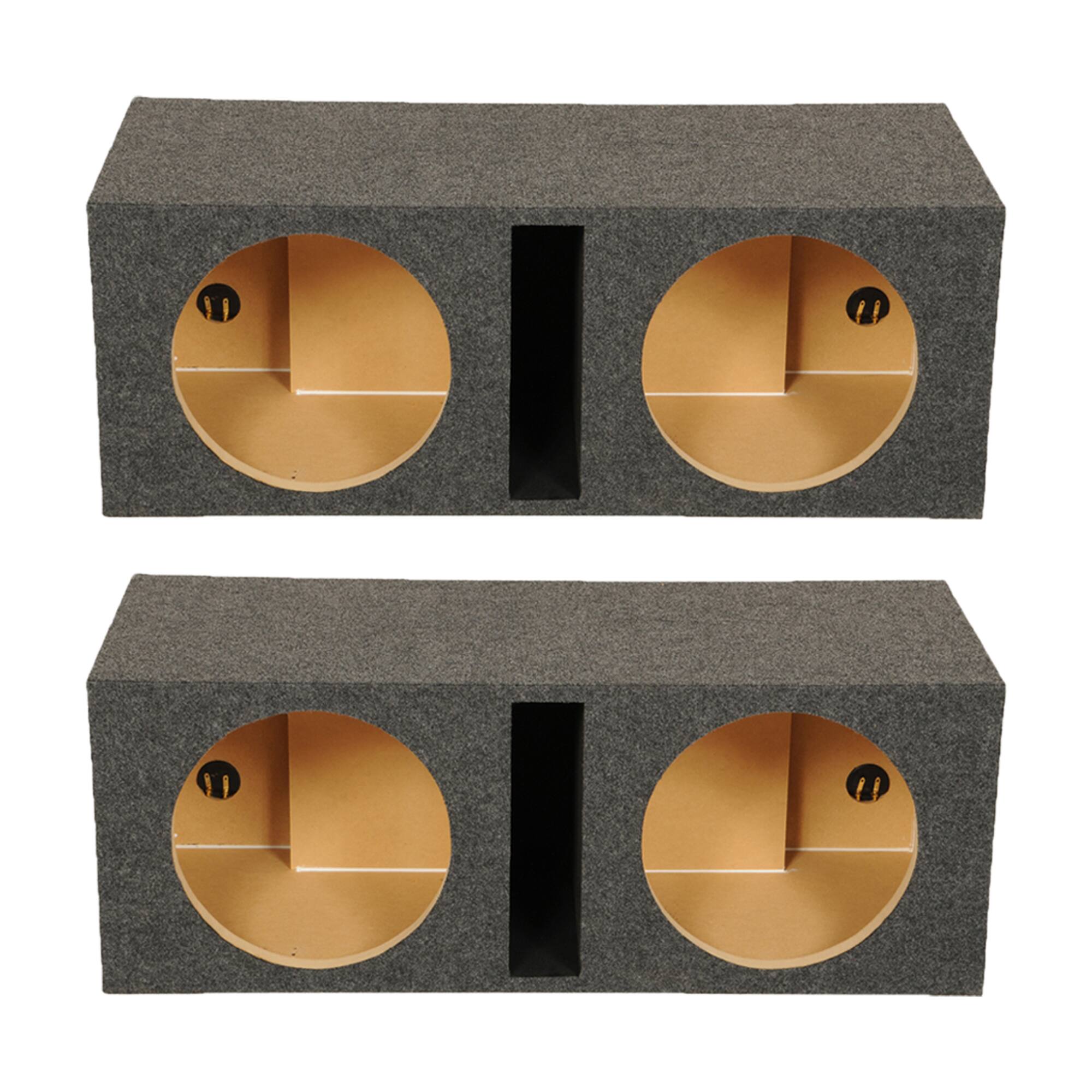 Front. QPower - QPower QBASS Dual 12 Inch Car Audio Subwoofer Enclosure Box, Charcoal (2 Pack) - Charcoal Black.