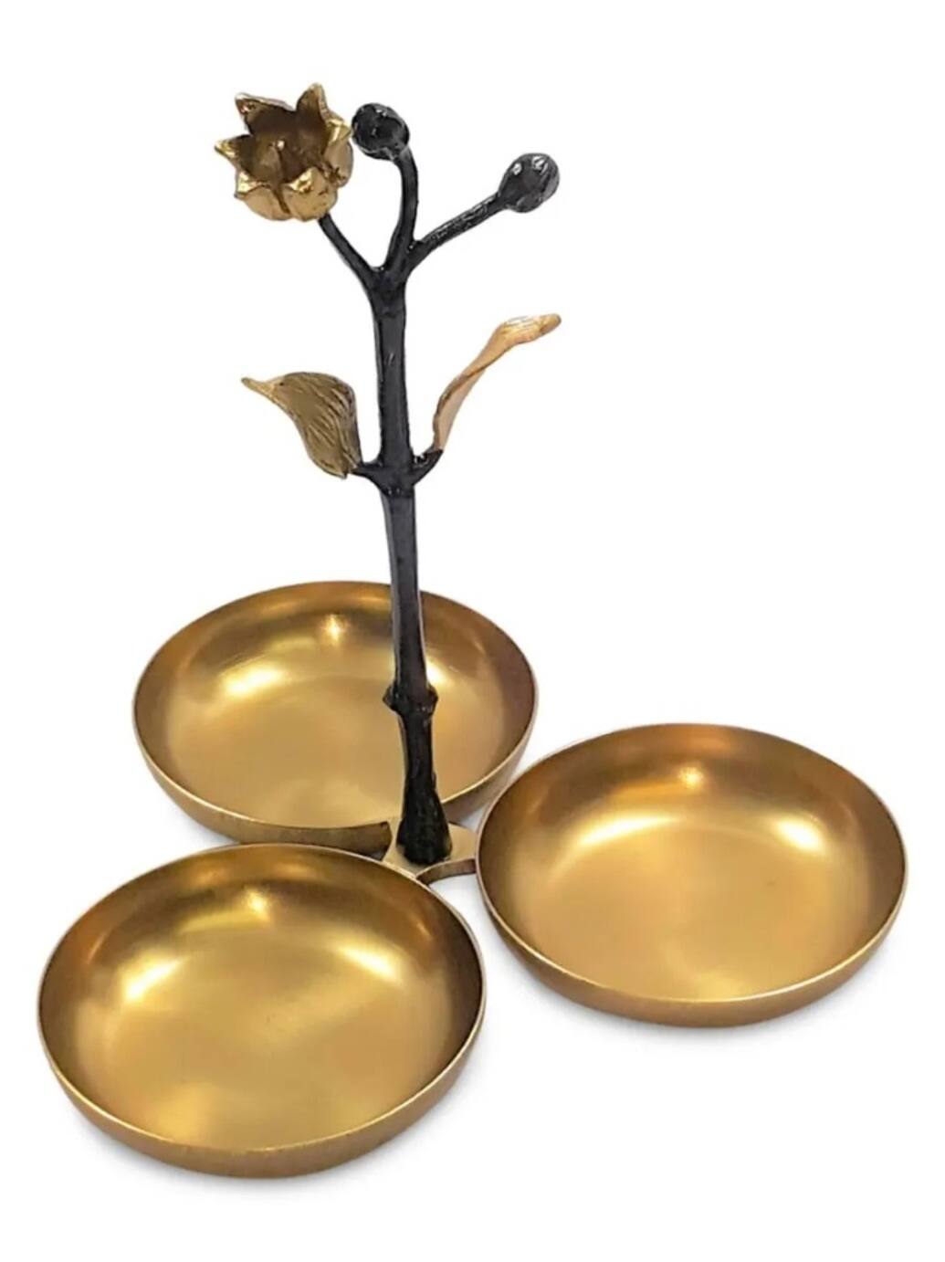 Angle. Jiallo - Eleanor triple candy dish - Satin Gold - Gold.