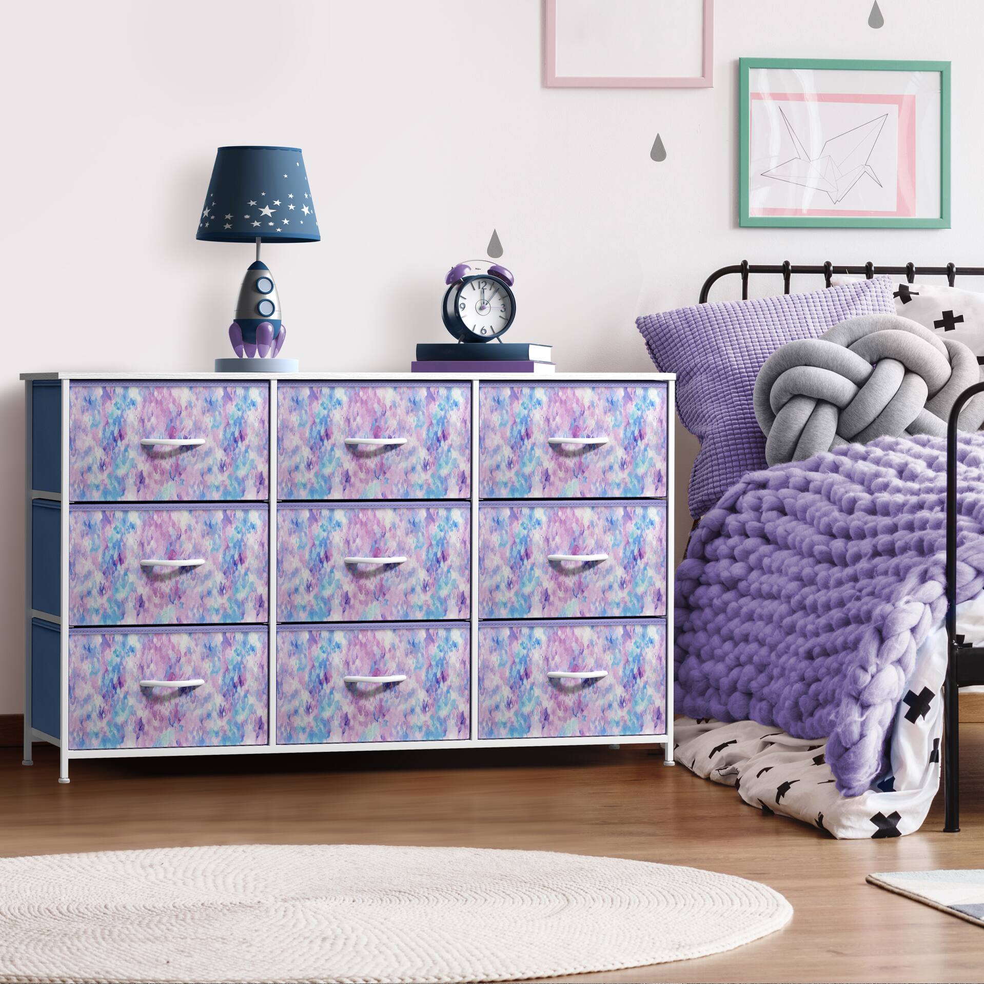Alt View 1. Sorbus - Sorbus Kids Dresser with 9 Drawers - Storage Unit Organizer Chest for Clothes - Bedroom, Kids Room, Nursery, & Closet - Purple Tie-Dye.