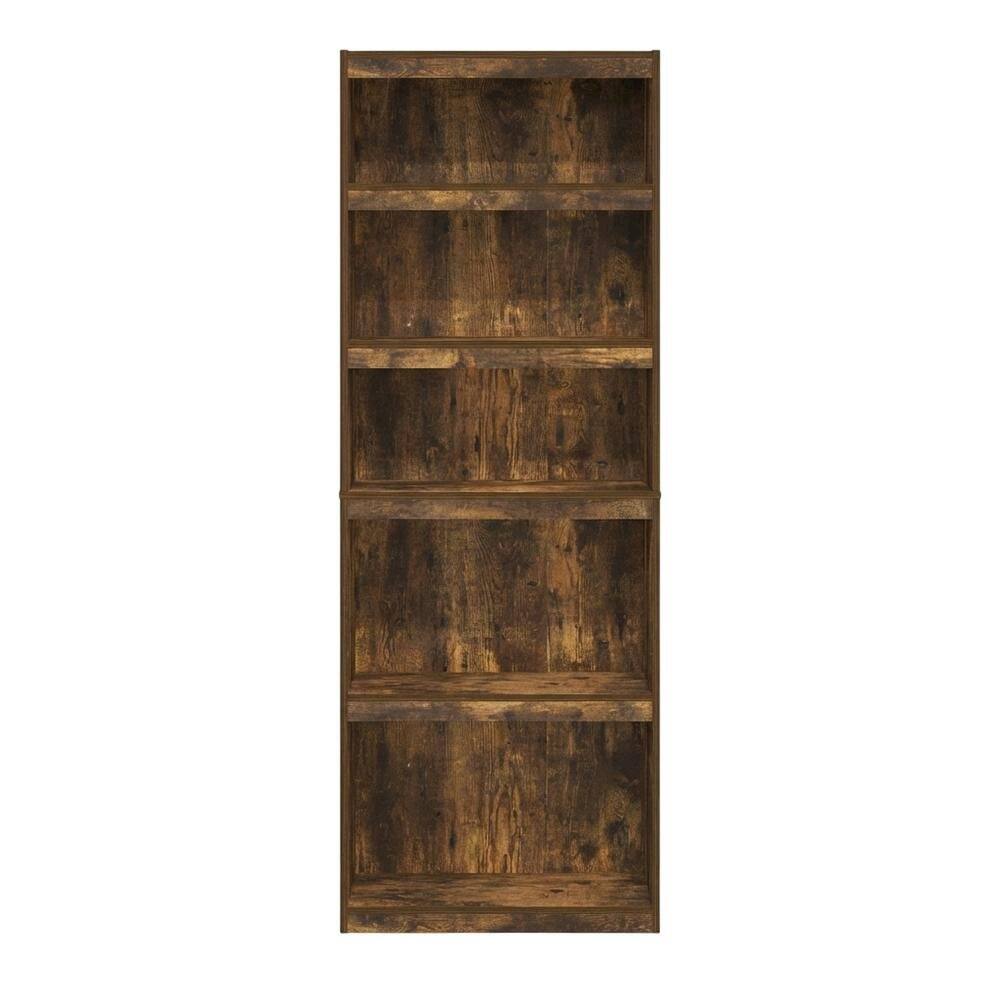 Back. FurniFact - Amber Pine 5-Tier Shelf Bookcase with Ample Storage Space - Amber Pine.