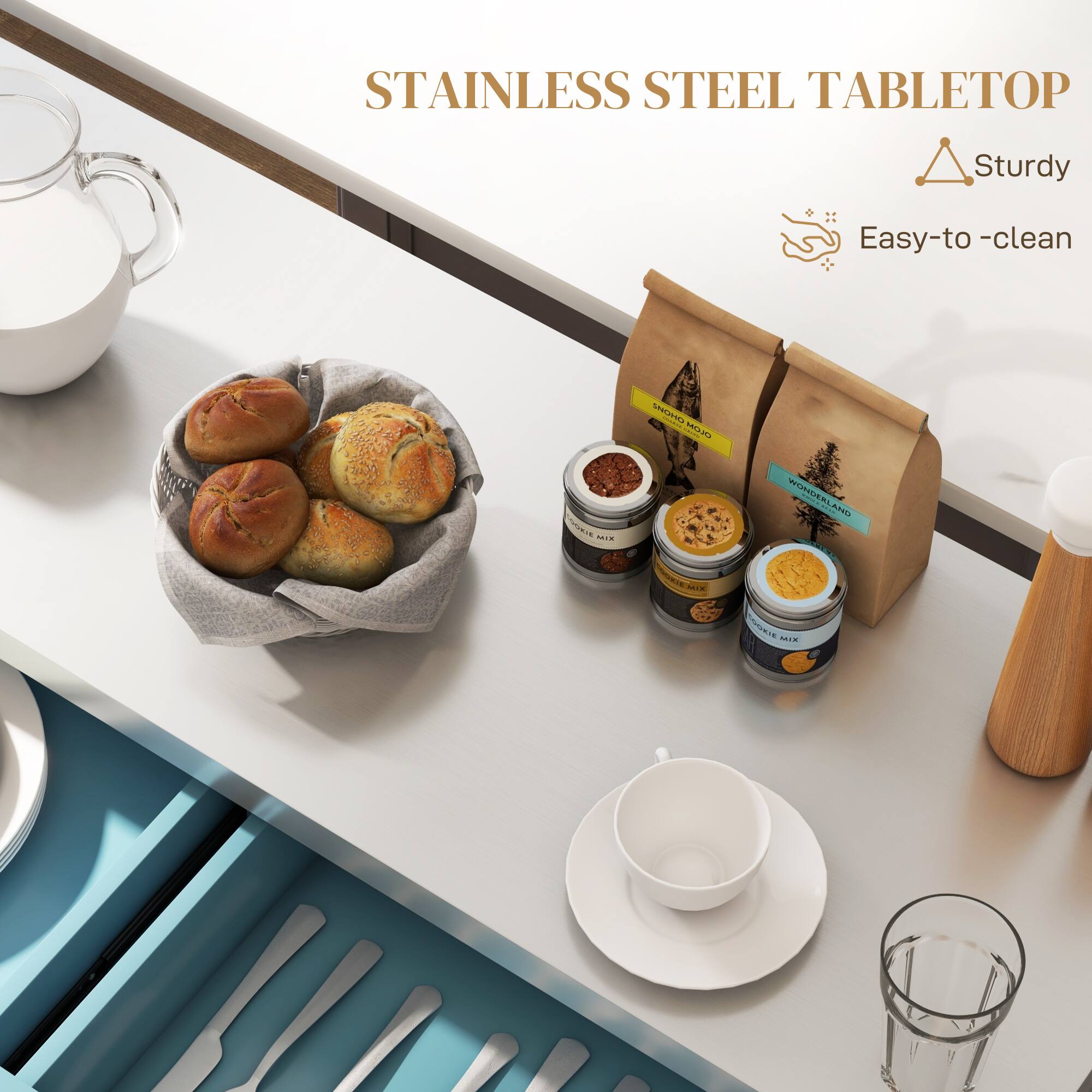 STAINLESS STEEL TABLETOP Sturdy Easy-to-clean