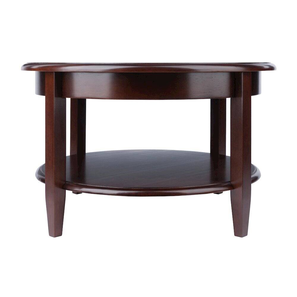 Left. FurniFact - Round Coffee Table with Drawer & Shelf - Walnut.