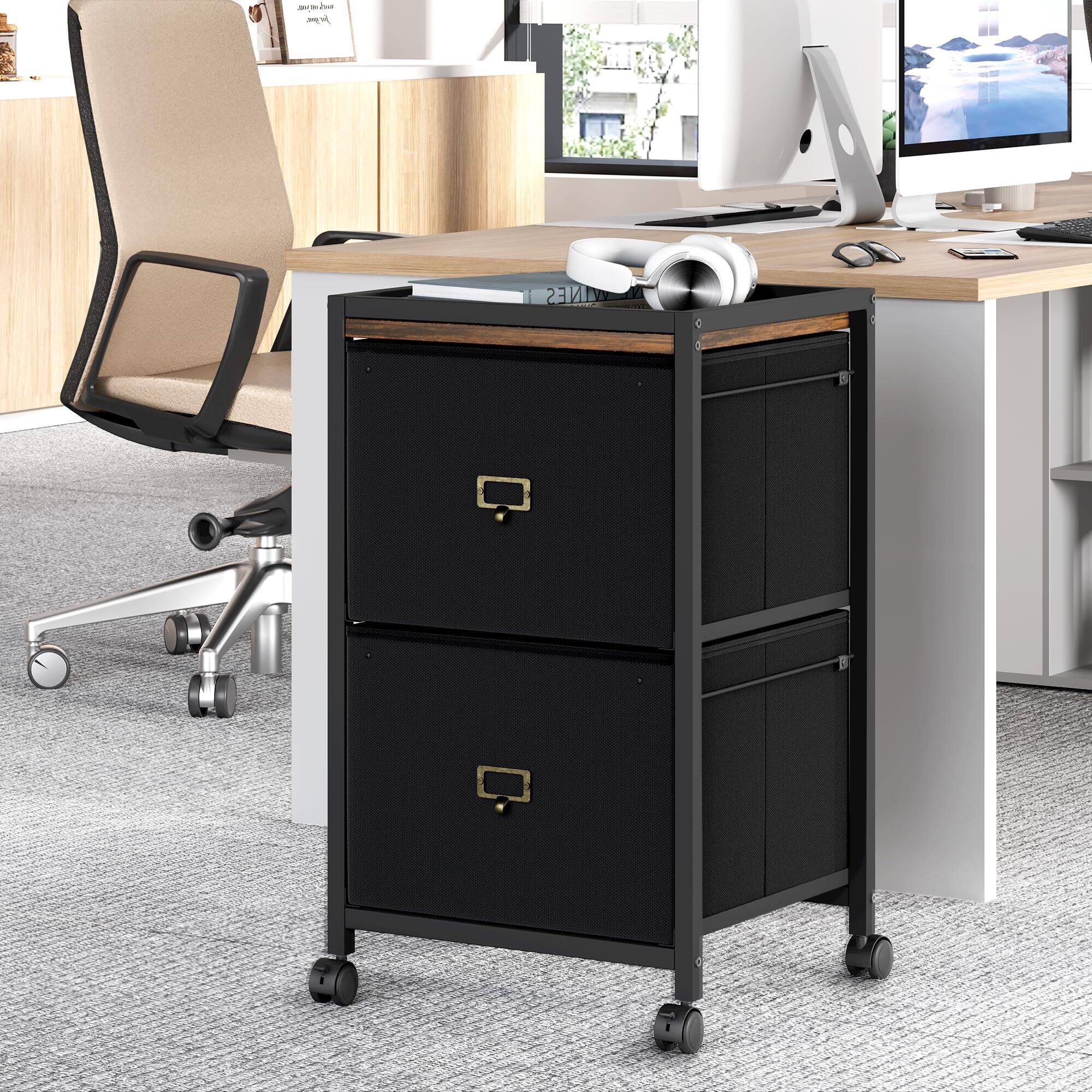 Alt View 2. Acekool - Mobile Filing Cabinet for Home Office, 2-Drawer, Under Desk Rolling Filing Organizer - Black.