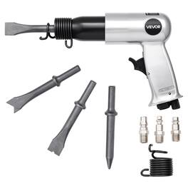 VEVOR - Air Hammer, 3500BPM Pneumatic Hammer with 2.76 inch Stroke & 4PCS Chisels Round Shank, Pistol-Grip Compact - Aluminum color