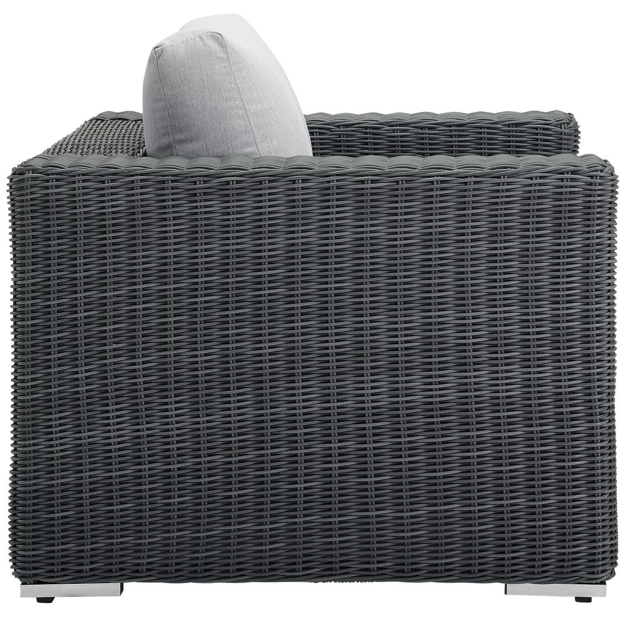 Angle. Modway - Summon Outdoor Patio Fabric Sunbrella® Armchair by Modway - Canvas Gray.